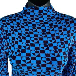 Urban Outfitters Geometric Hearts Long Sleeve Knit Lightweight Sweater Women XS